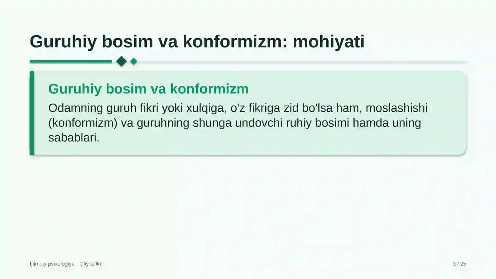 IJTIMOIY PSIXOLOGIYA · OLIY TA'LIM 3