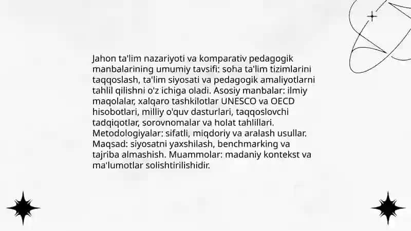 Komparativistik pedagogika fanidan tayyorlagan mustaqil ish 3
