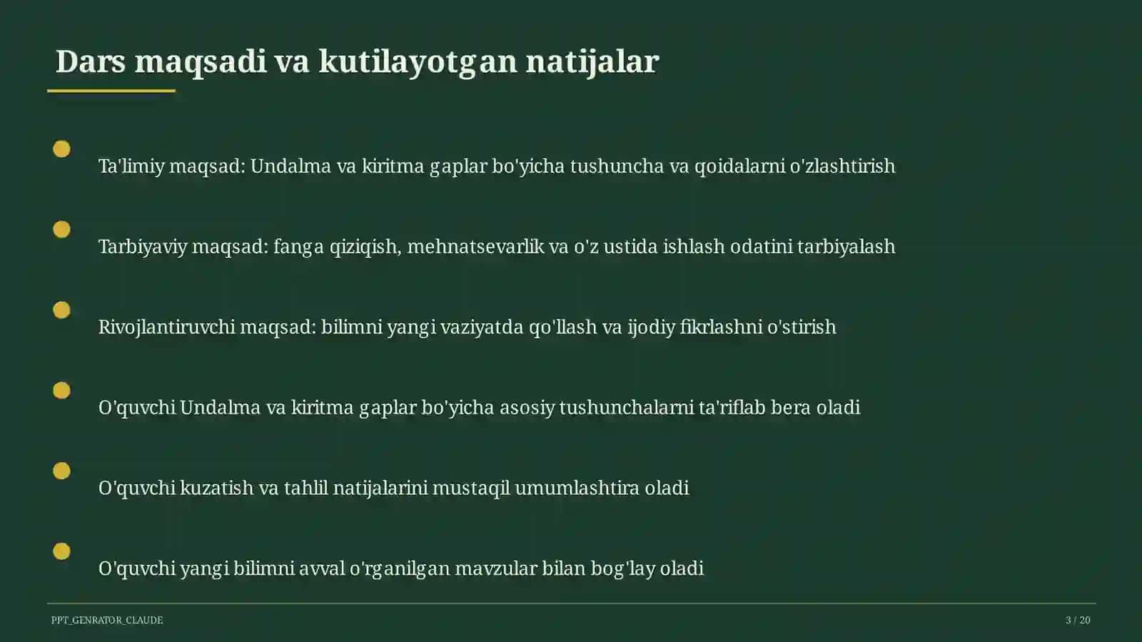 Undalma va kiritma gaplar (8-sinf) 3