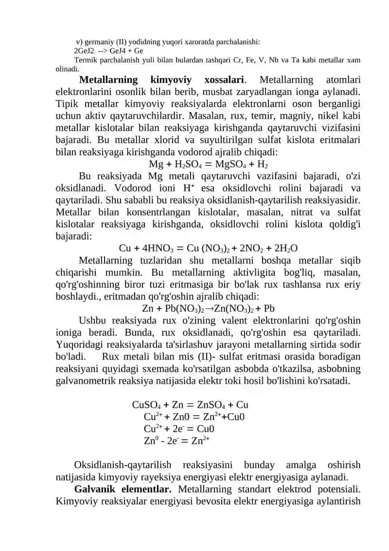 Metallar va metallarning xossalari 3
