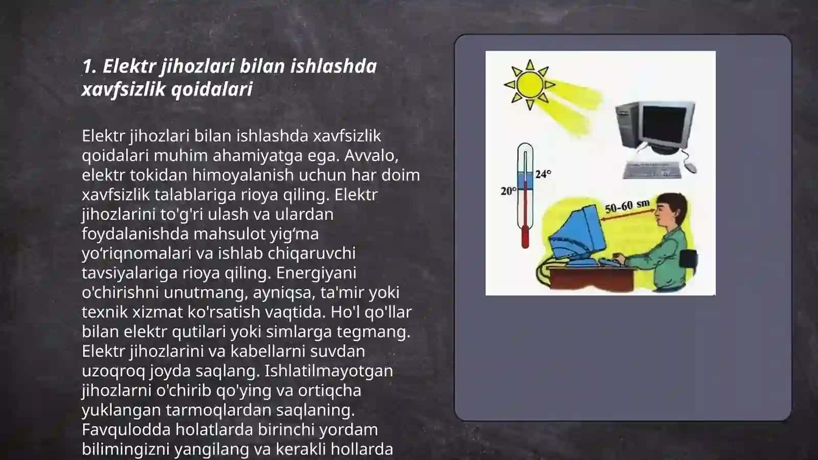 Texnologiya fanidan amaliy mashgʻulotlar jarayonida texnika xavfsizligi qoidalariga amal qilish 3