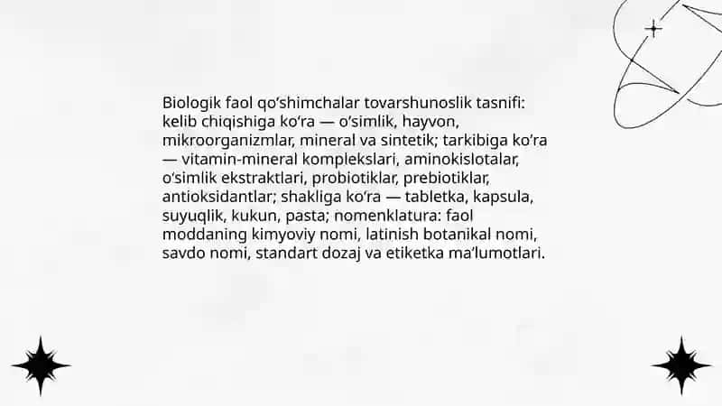 Parafarmasevtik tovarlar: Biologik faol qoʻshimchalar va gomepatik dori vositalarining tovarshunoslik tahlili 3