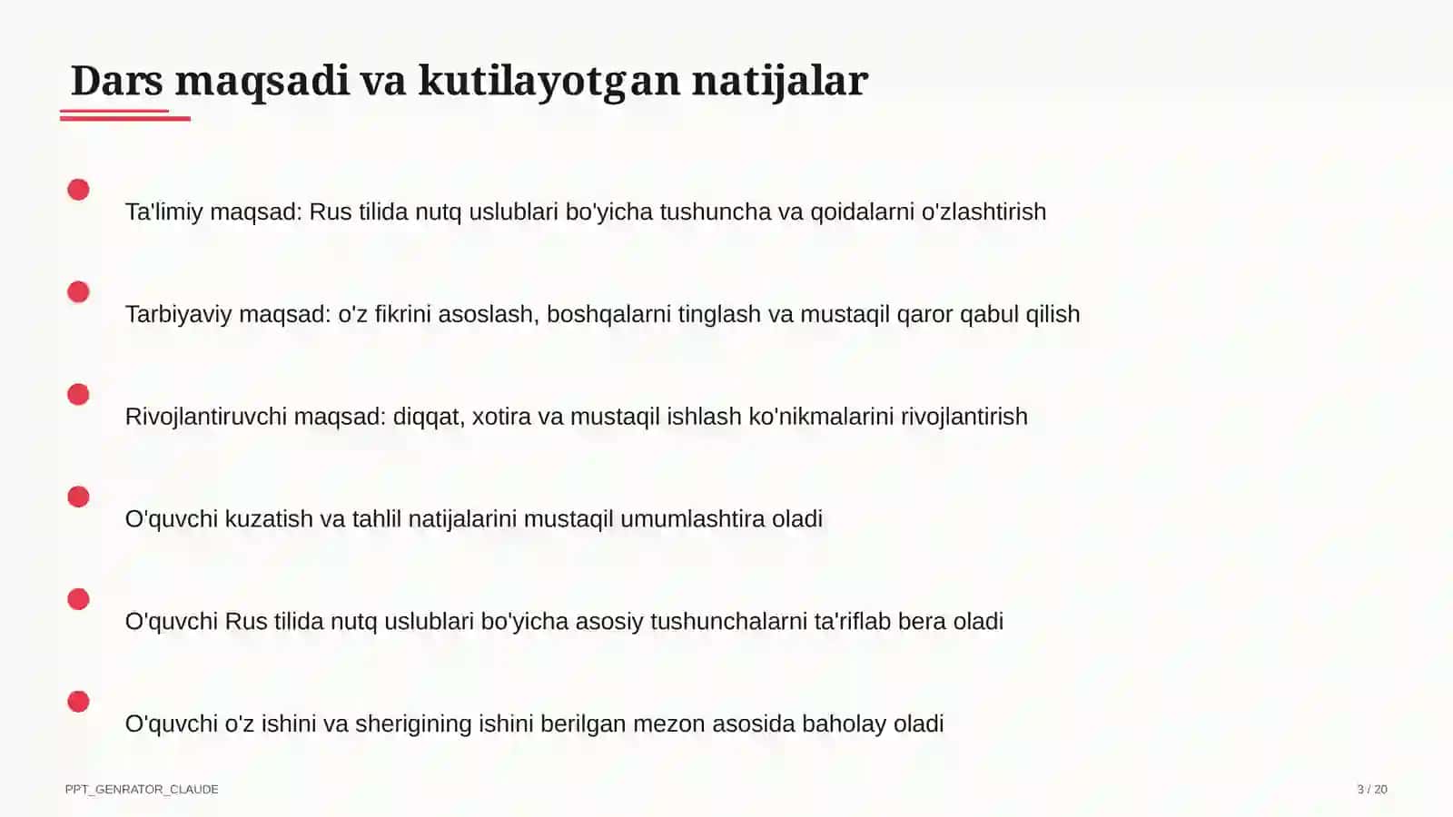 Rus tilida nutq uslublari (10-sinf) 3