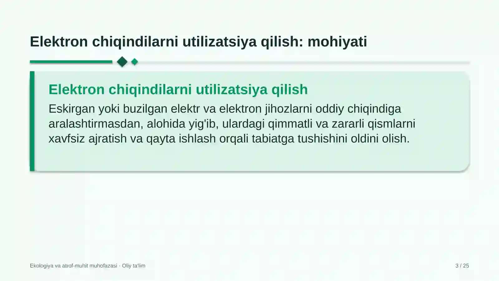 tezkor ovqatlanish shoxobchalarida elektron chiqindilarni utilizatsiya qilish 9284 3