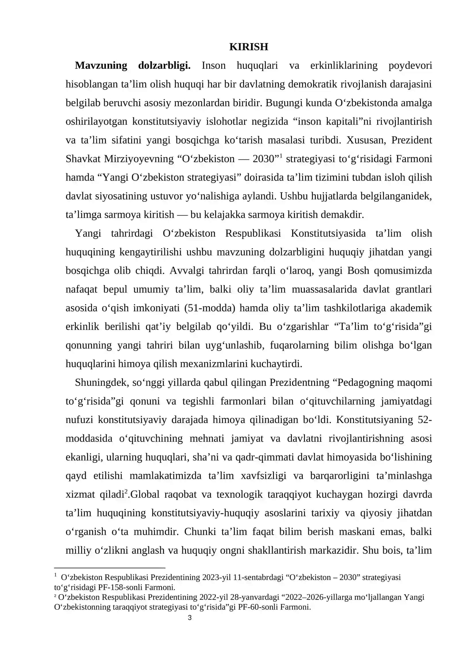Konstitutsiyada ta’lim olish huquqining tarixiy rivojlanishi kurs ishi 3