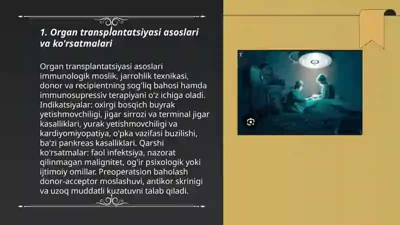 Organ transplantatsiyasi asoslari va ko'rsatmalari 3