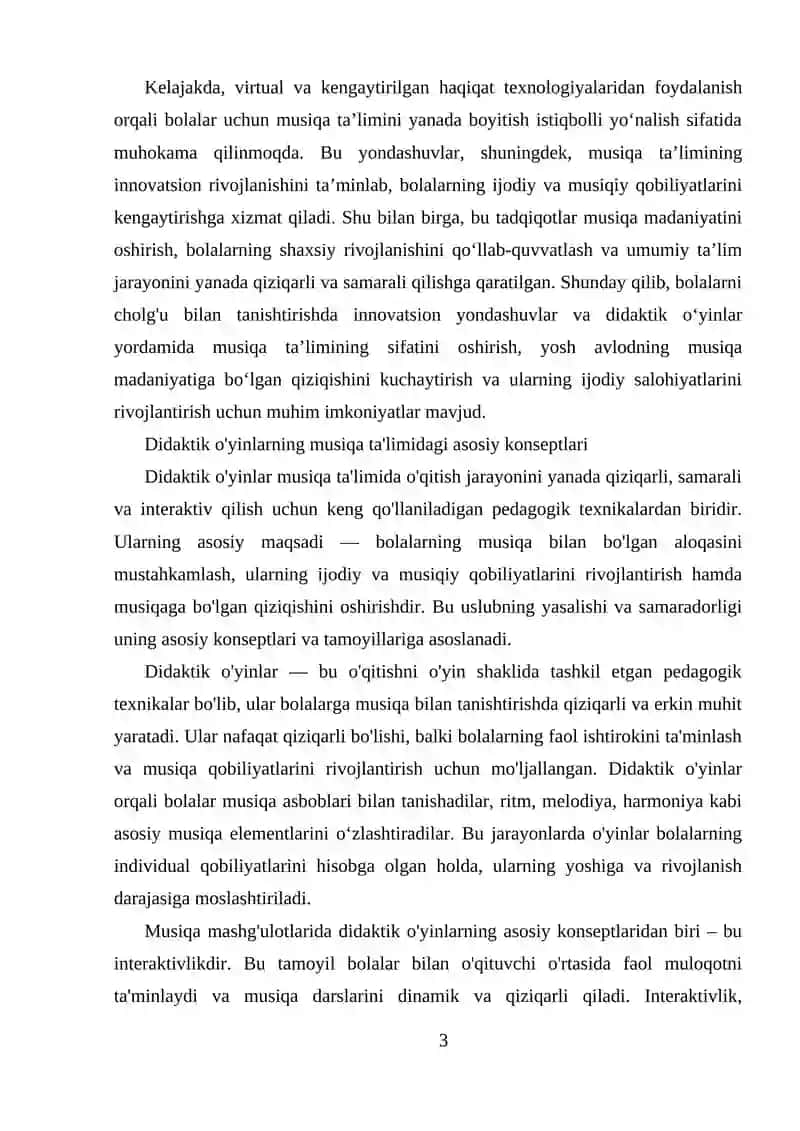 Didaktik O'yinlar va Musiqa Mashg'ulotlari 3