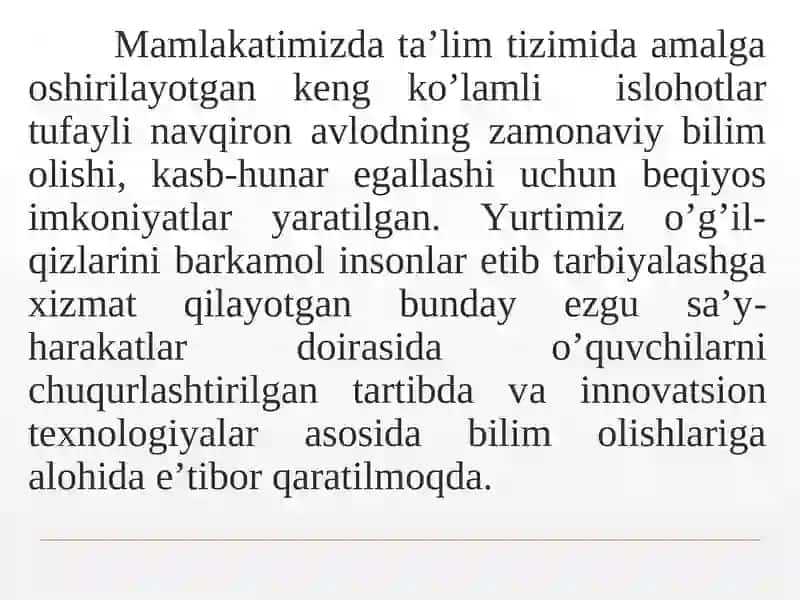 O`zbekiston Respublikasida ta`lim tizimi va ta’lim sohasidagi islohotlar 3
