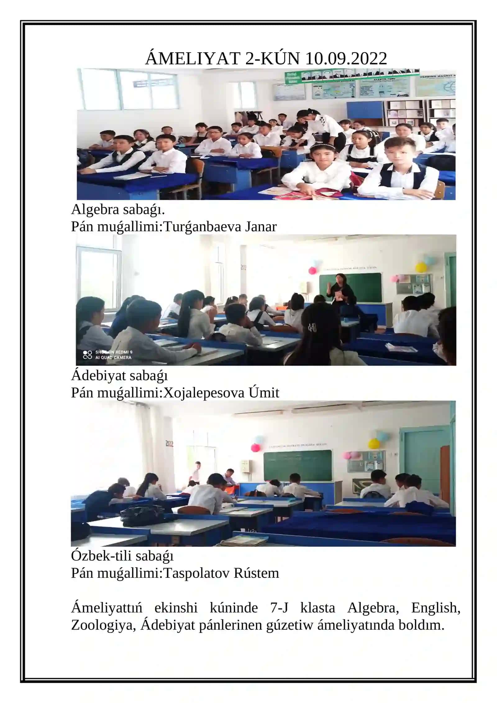 GEOGRAFIYA HÁM EKONOMIKALÍQ BILIM TIYKARLARI TÁLIM BAǴDARÍ 2-A KURS STUDENTI ÓTEEV QUWANÍSHBEKTIŃ 28-MEKTEPTEGI PEDAGOGIKALÍQ ÁMELIYATÍNDA I-SHEREK BOYÍNSHA ISLEGEN ESABATÍ 3