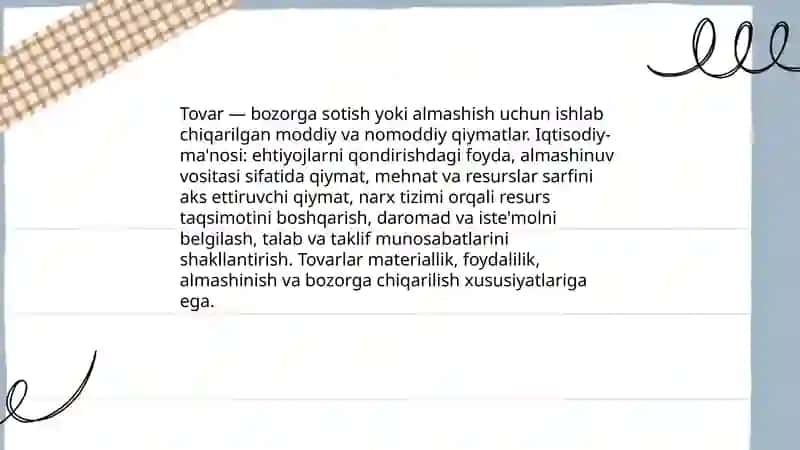 Tovar tushunchasi va tovar siyosati 3