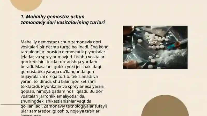 Mahalliy gemostaz uchun zamonaviy dori-vositalar 3