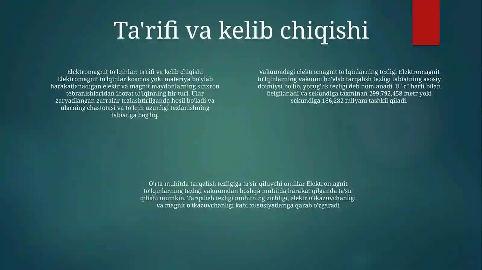 Elektromagnit ToʻLqinlarning Tarqalish Tezligi 3