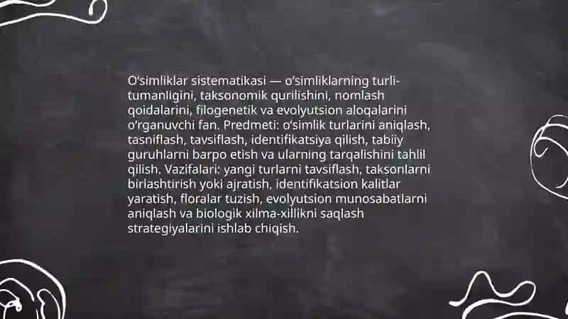 Oʻsimliklar sestimatikasining predmeti va vazifalari 3