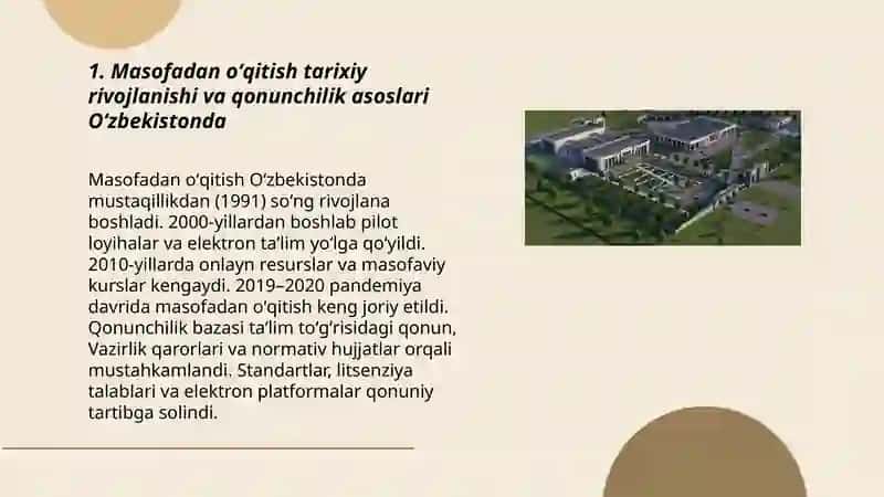 Masofadan oʻqitishning rivojlanishi va sohada olib borilayotgan kompleks ilojlar 3