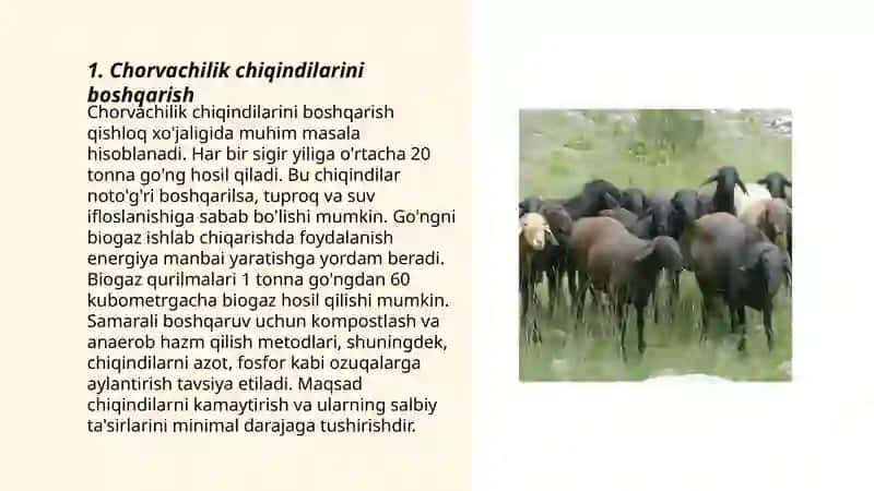Chorvachilik chiqindilarini boshqarish 3