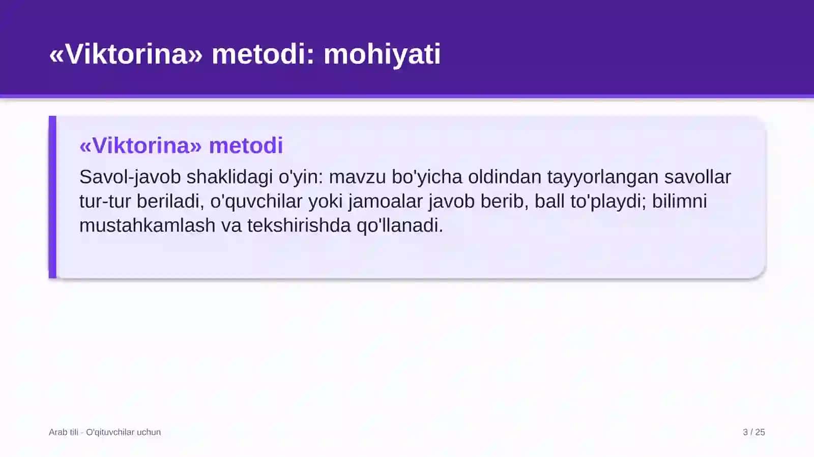 arab tili darslarida viktorina metodidan foydalanish 3947 3
