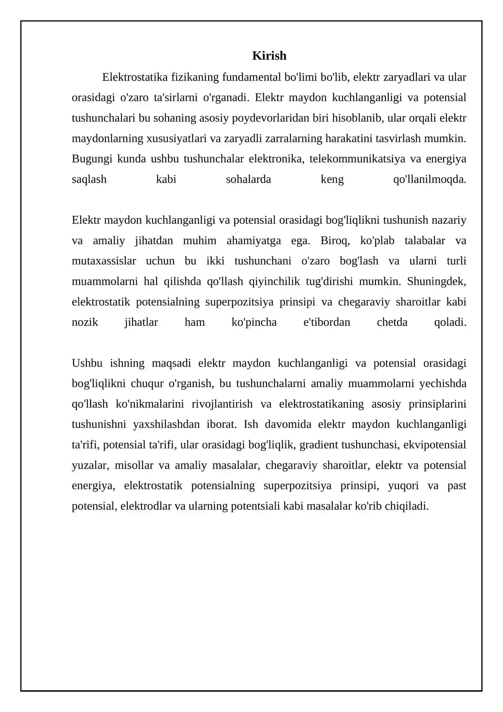 Elektr maydon kuchlanganligi va potensial: Asosiy tushunchalar 3
