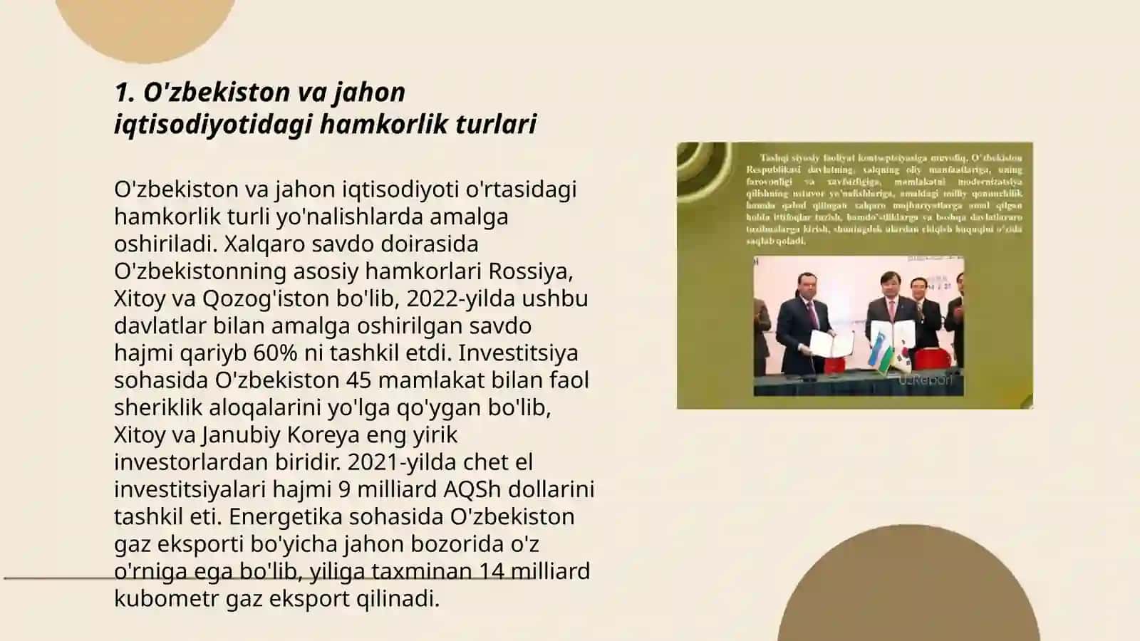 O'zbekiston va jahon hamjamiyati: iqtisodiy,siyosiy,madaniy aloqa rivoji 3