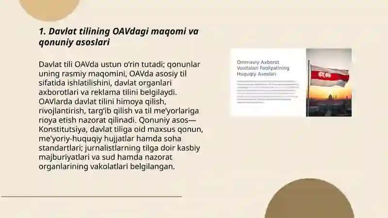 Davlat tilining ommaviy axborot vositalaridagi ahamiyati omma orasida qoʻllanish darajasi 3