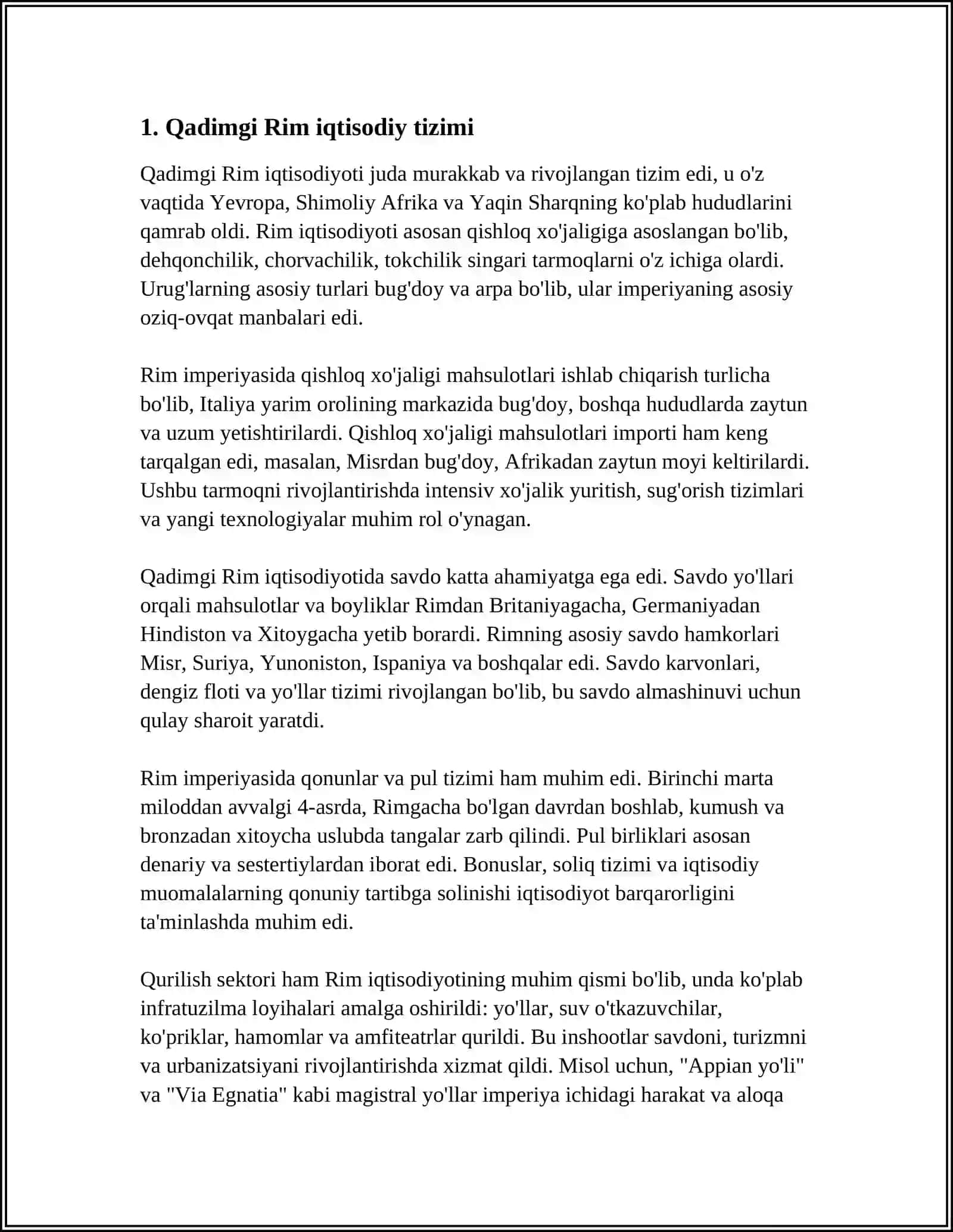 QADIMGI RIMDAGI IQTISODIY QARASHLAR 3
