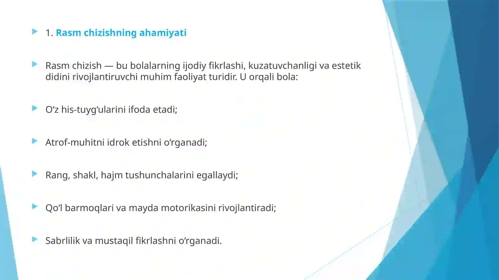 Maktabgacha yoshdagi bolalar rasm chizishga o‘rgatish 3