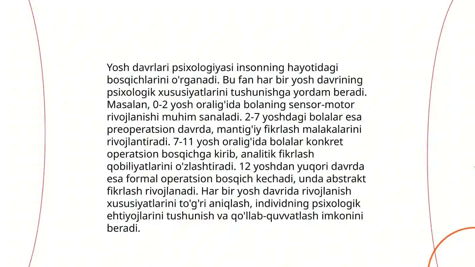 Yosh va pedagogik psixologiyaning predmeti, vazifalari. Yosh davrlari psixologiyasi 3