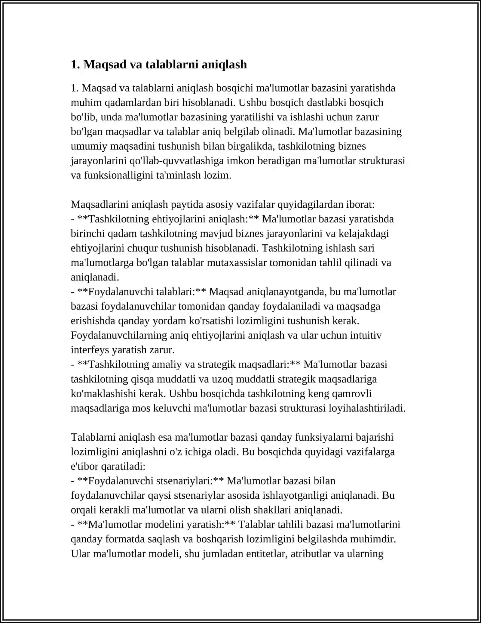 MALUMOTLAR VAZASINI YARATISH 3