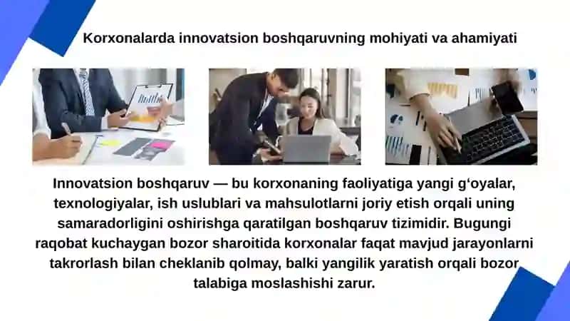 Korxonalarda Innovatsion Boshqarish (Menejment) Usullaridan Foydalanish 3