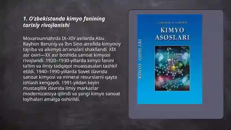 Oʻzbekistonda kimyo fani va sanoati hamda ularning rivojlanish asoslari 3