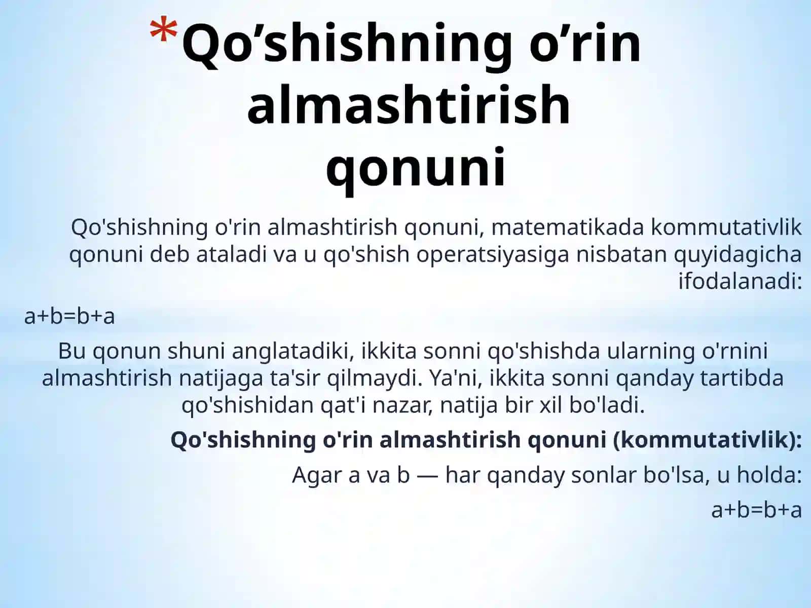 QO’SHISH QONUNLARI 3