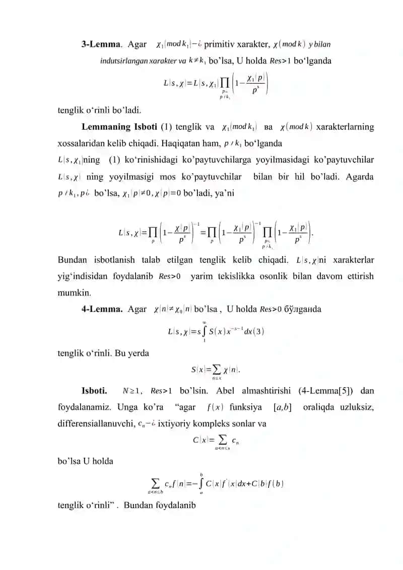 DIRIXLE L-FUNKSIYASINING ASOSIY XOSSALARI. 3