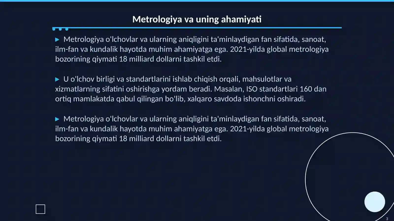 Metrologiyaning asosiy aksiomalari postulotlari 3