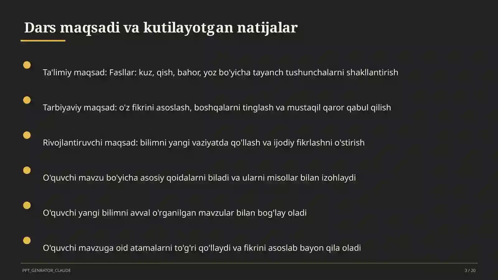Tabiatshunoslik (1–4) Dars rejasi 3