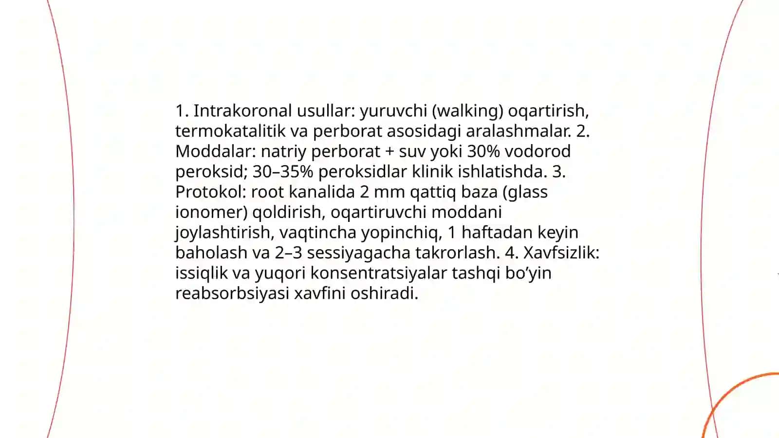 Depulpatsiyalangan va rangi oʼzgargan tishlarni oqartirish usullari 3