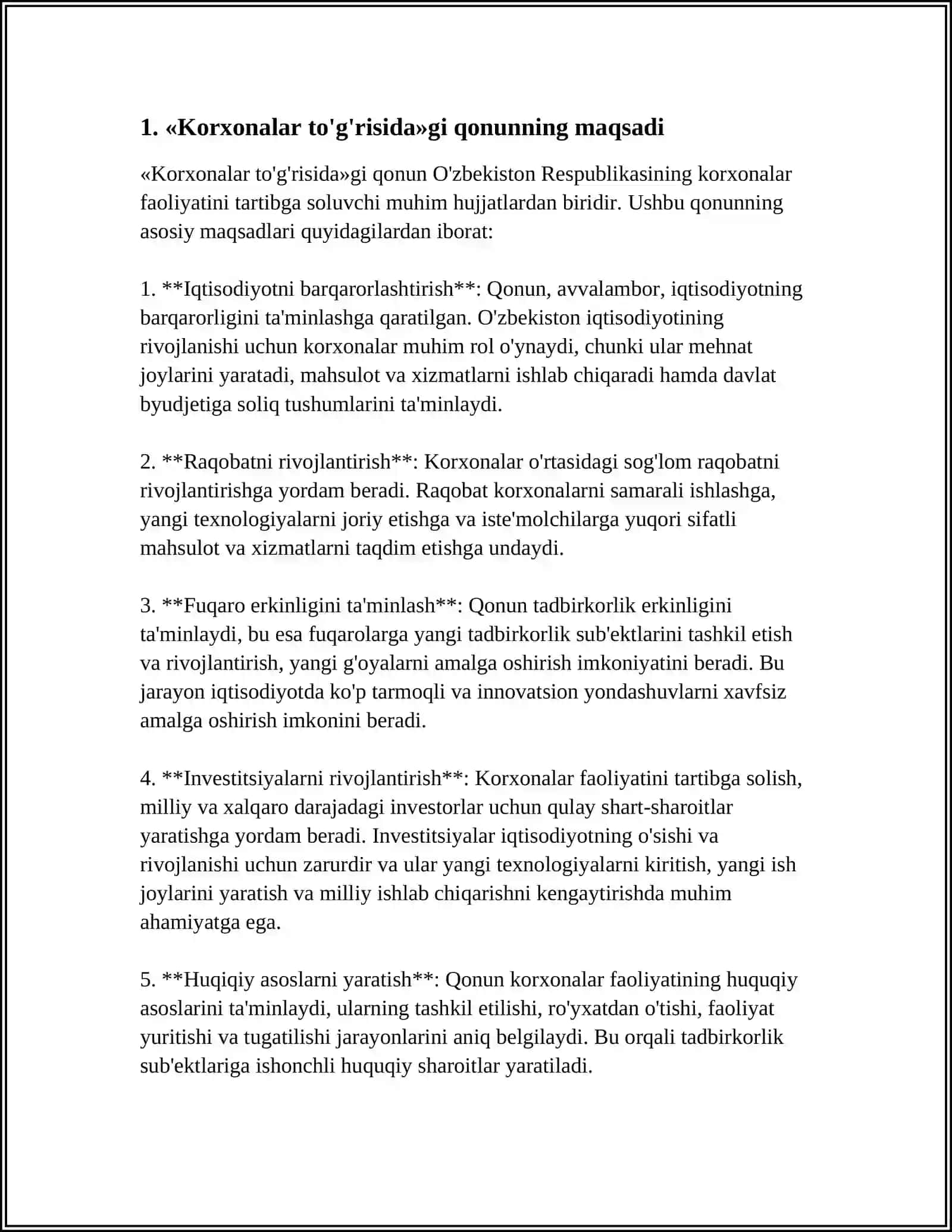 O‘ZBEKISTON RESPUBLIKASI «KORXONALAR TO‘G‘RISIDA»GI QONUN 3