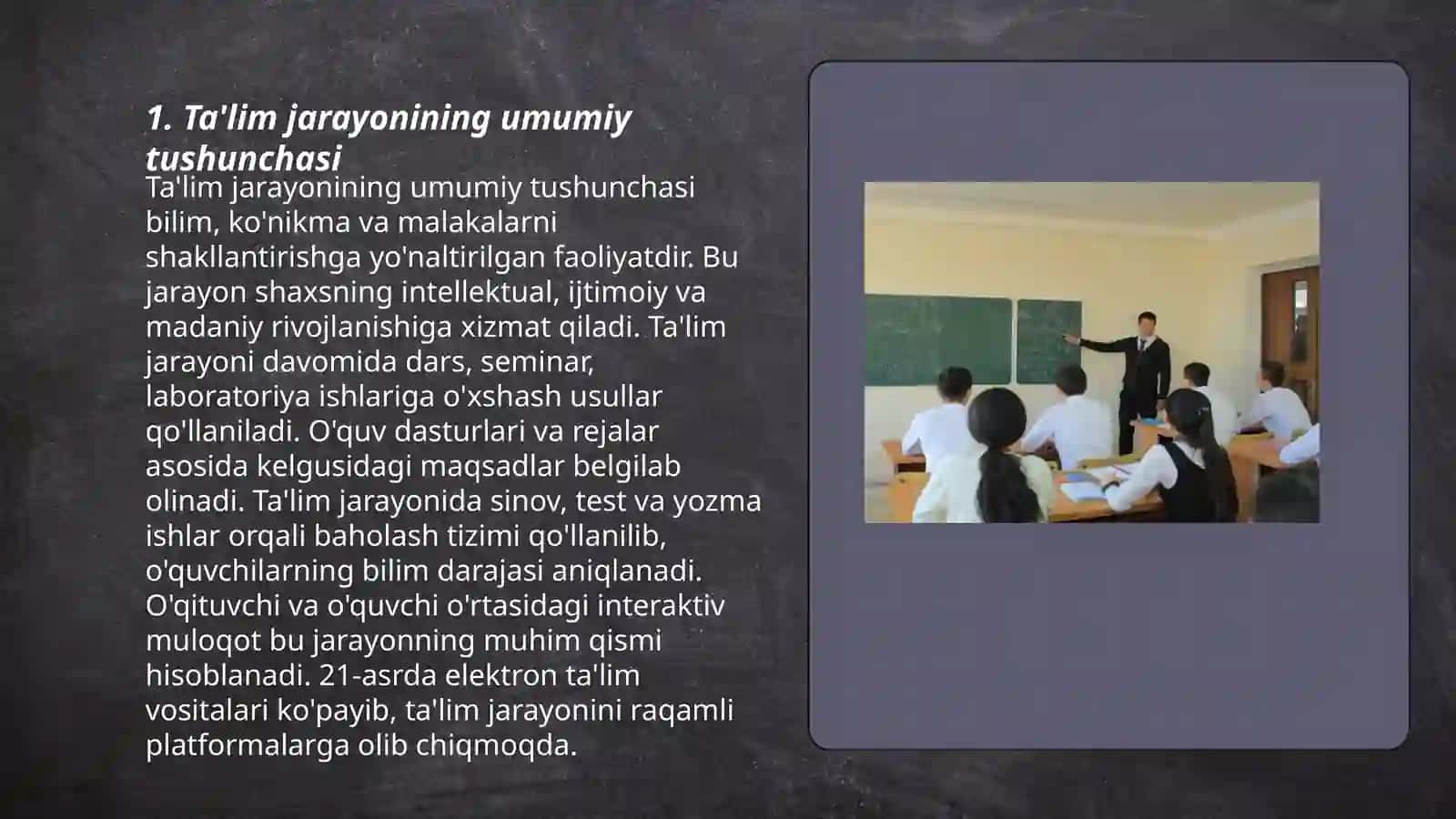 Taʼlim jarayoni yaxlit tizim sifatida. Taʼlim tamoyillari 3