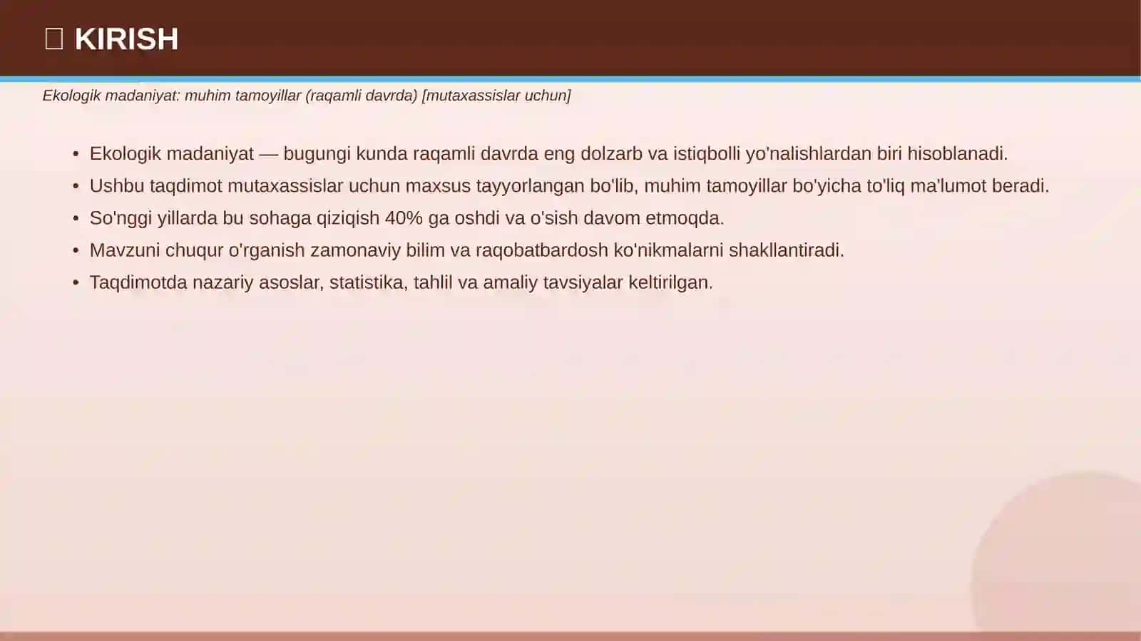 EKOLOGIK MADANIYAT 3