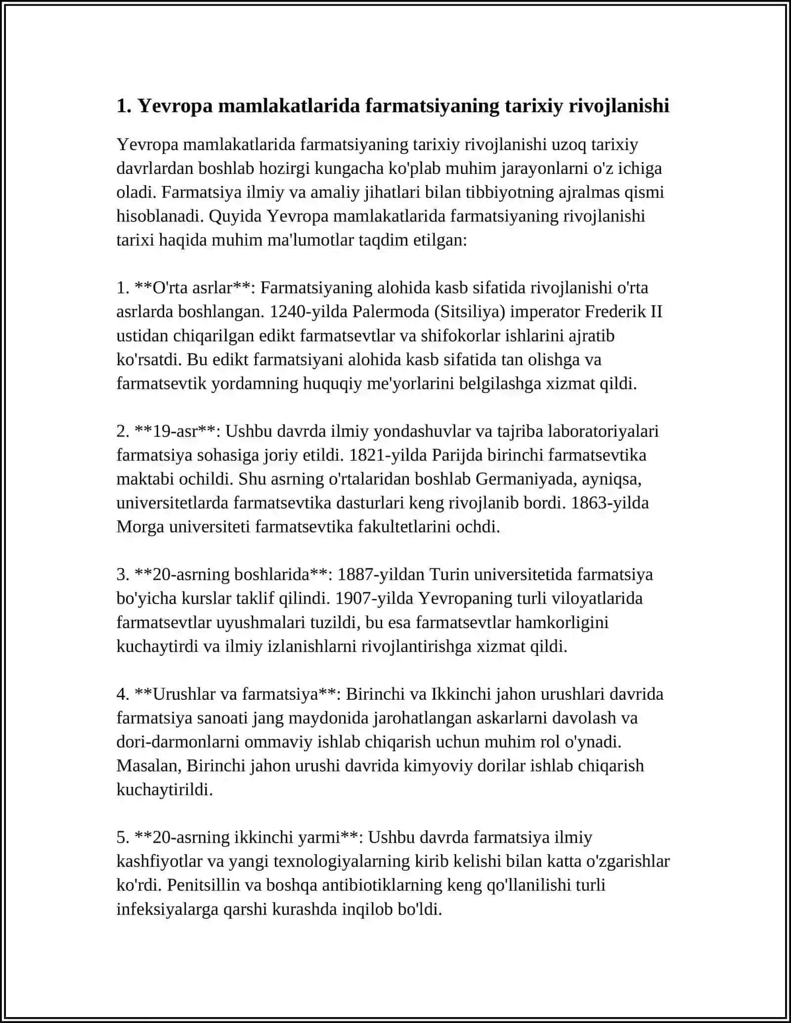 YEVROPA MAMLAKATLARIDA FARMATSIYANI RIVOJLANISHI 3