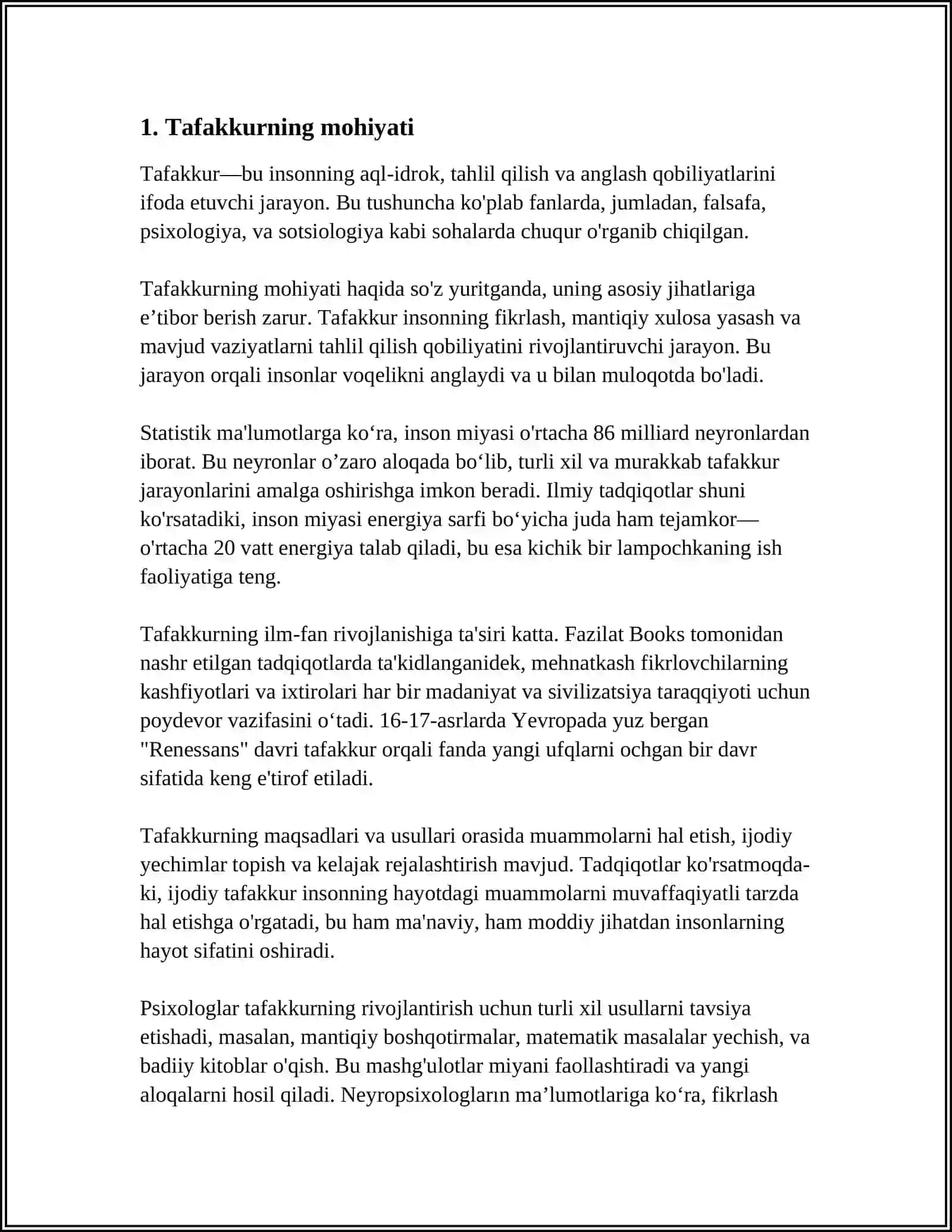 TAFAKKURNING XUSUSIYATLARI 3