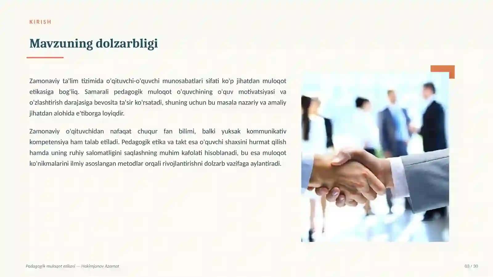 PEDAGOGIK TAKT VA ETIKA FANIDAN TAQDIMOT 3