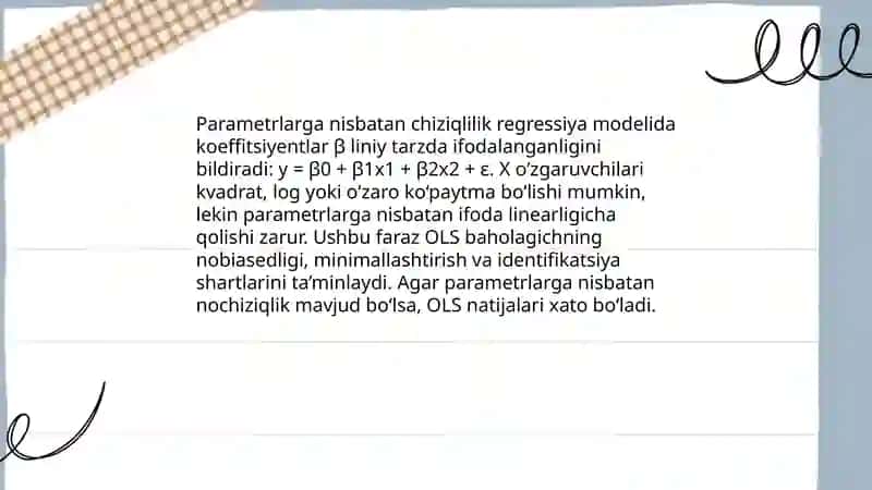 Regressiya modelining farazlari 3