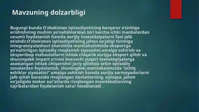 Mintaqa dar ekini iqtisodiy zonalarni sanoat ishlab chiqarishning asosiy sifatida 3