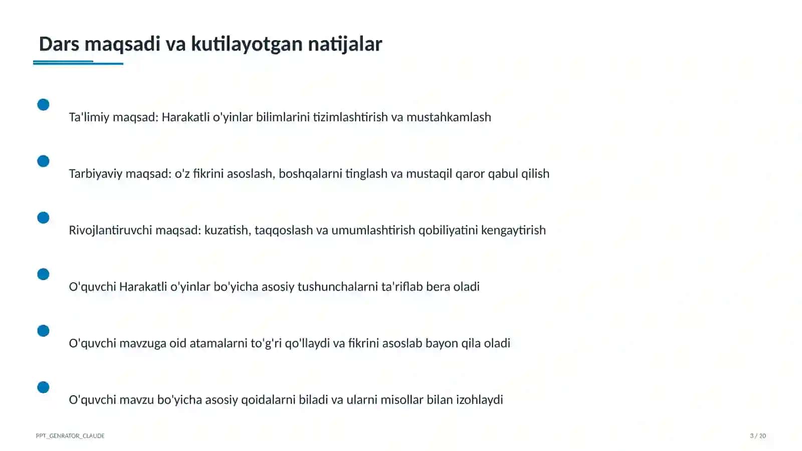 Harakatli o'yinlar (1-sinf) 3