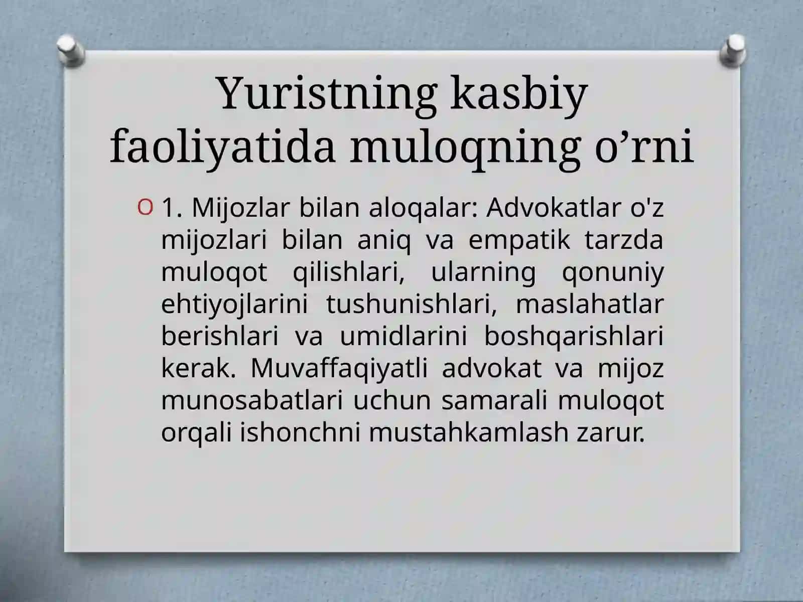 Yuristning kasbiy faoliyatida muloqning o’rni 3