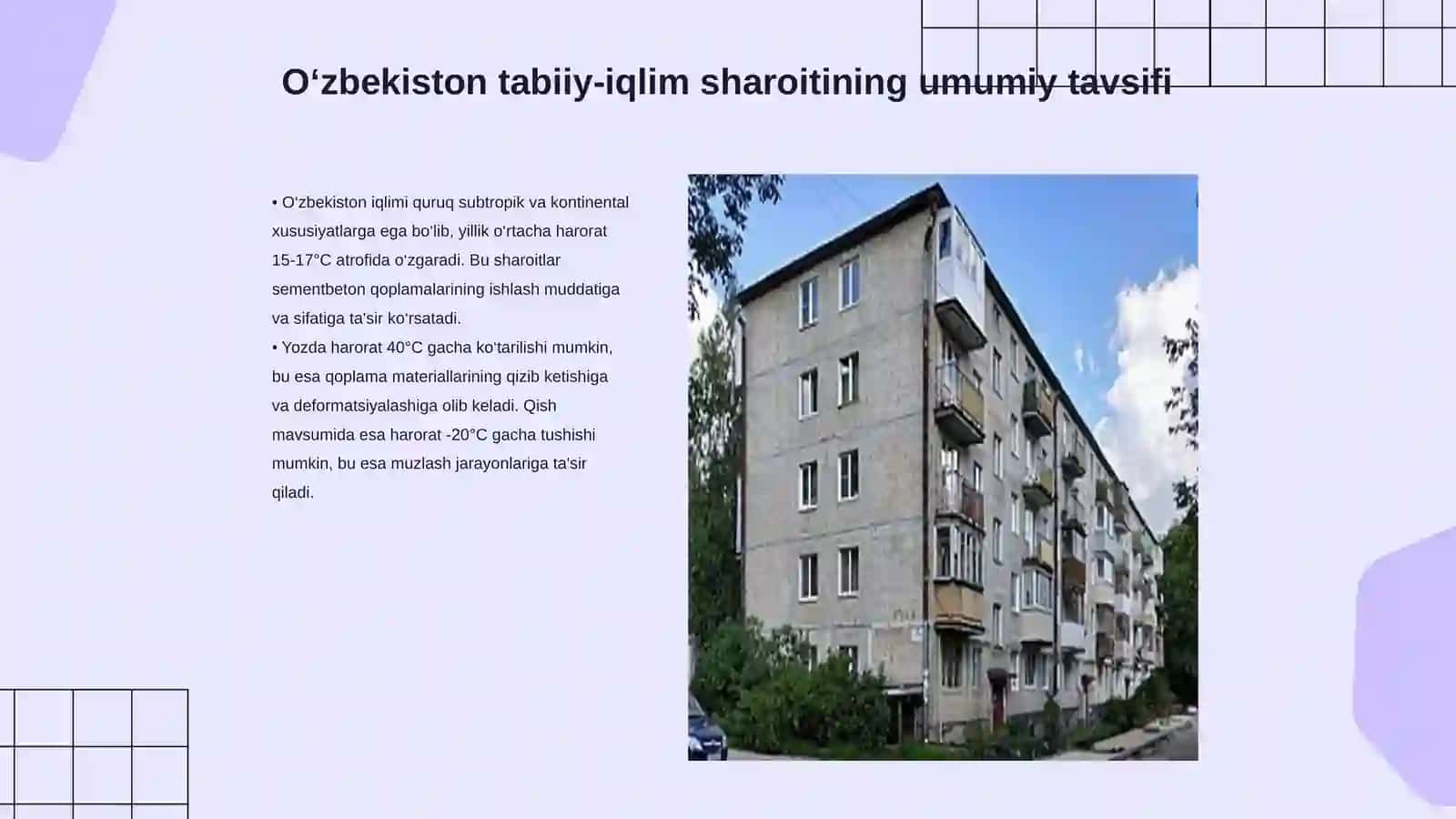 O‘zbekiston tabiiy-iqlim haroitida sementbeton qoplamalarini qurishning o‘ziga xos tomonlari 3