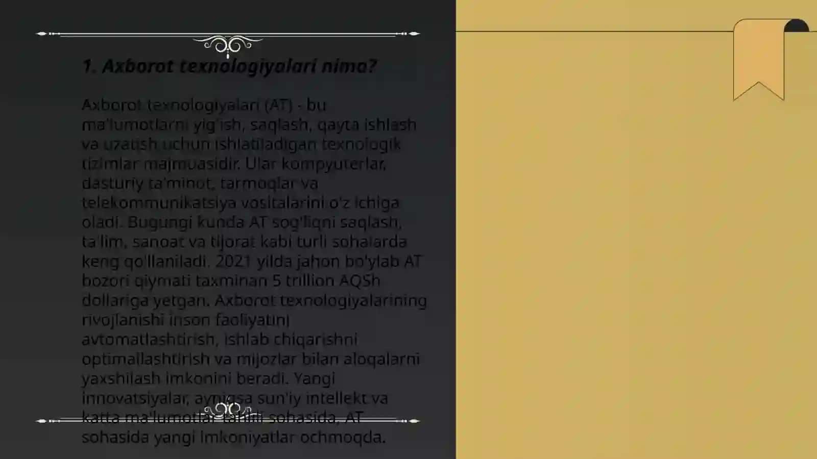 Texnik tizimlarda axborot texnologiyalari faniga kirisli 3