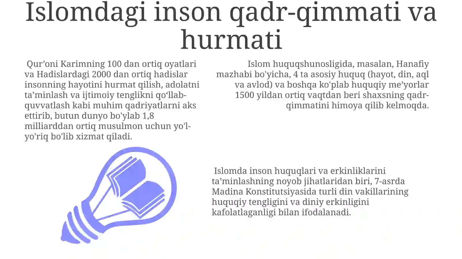 Islomda Inson Huquqlari va Erkinliklarini Ta'minlashning O'ziga Xos Jihatlari 3