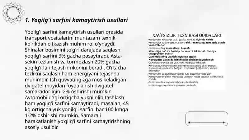 Yoqilg'i tejash avtotransport xavfsizligi ta'minlash metodologiyasi 3