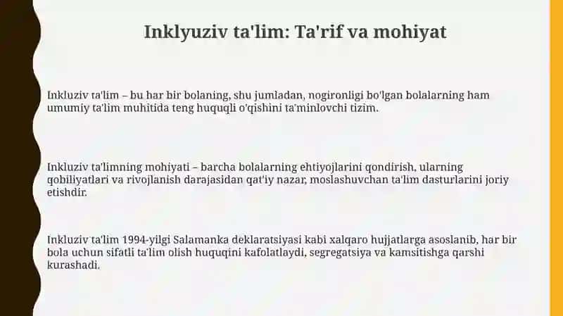 Inklyuziv ta'lim tolerant muhitni yaratish resursi sifatida 3