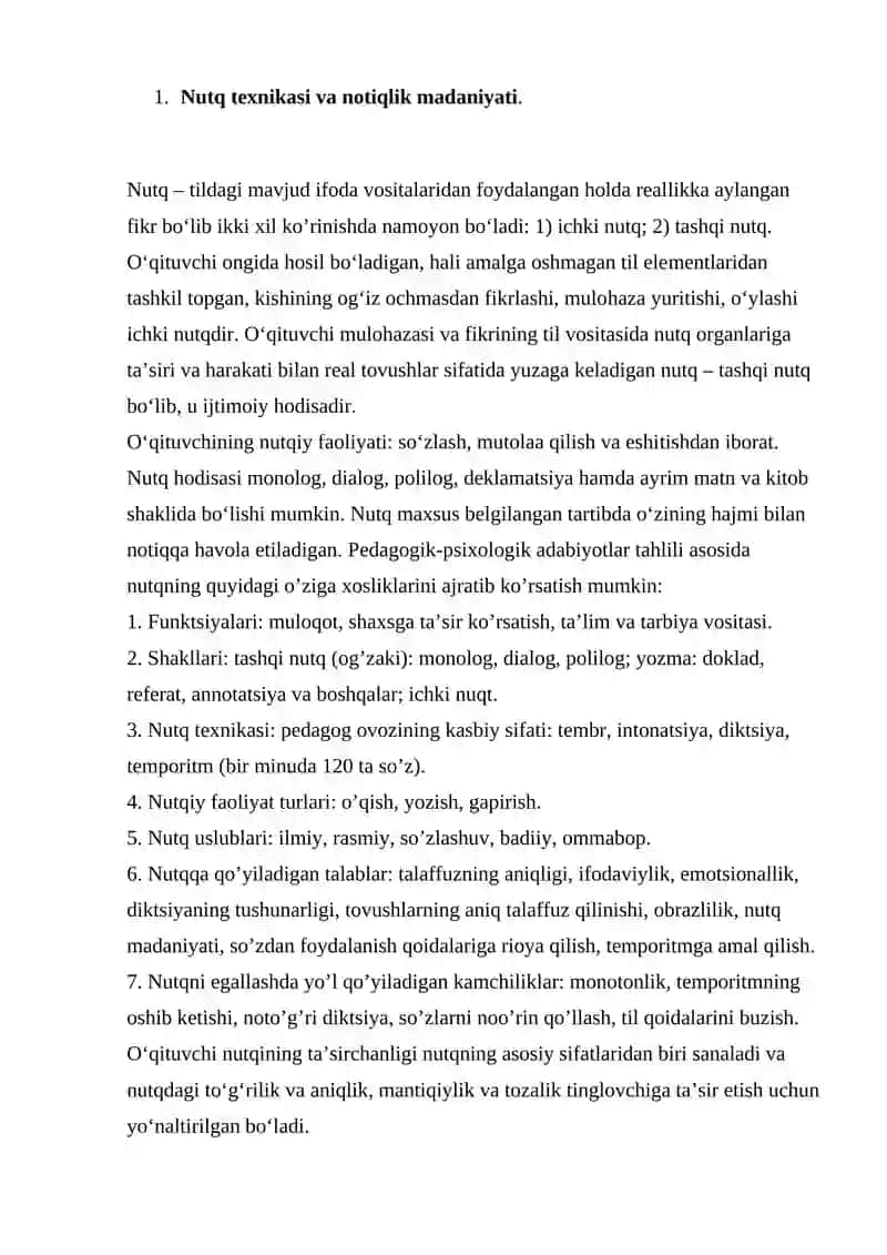 PEDAGOGIK TEXNIKA. NUTQ TEXNIKASI VA MADANIYATI 3